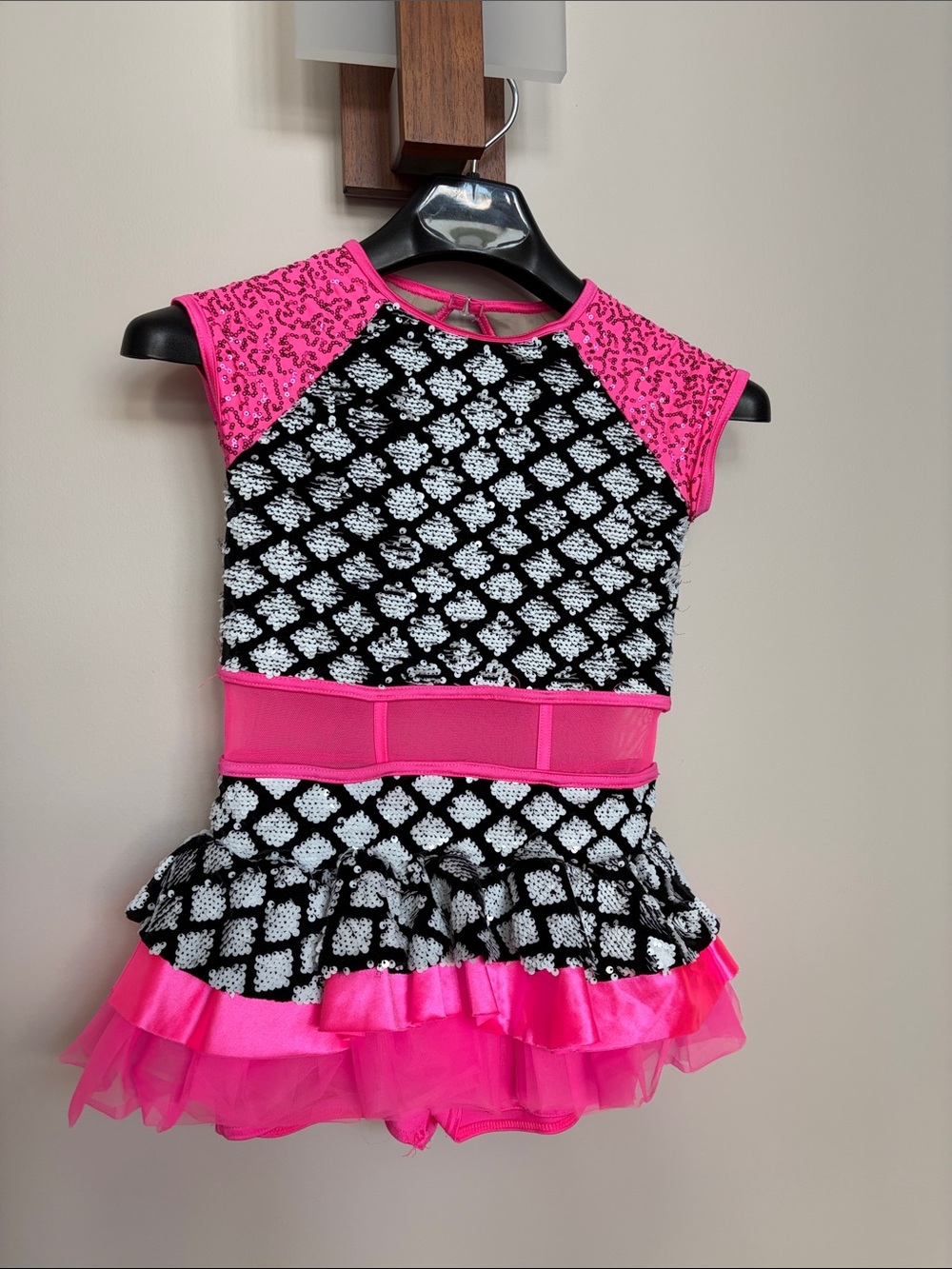 Weissman Black & Hot Pink Sequin Dance Dress